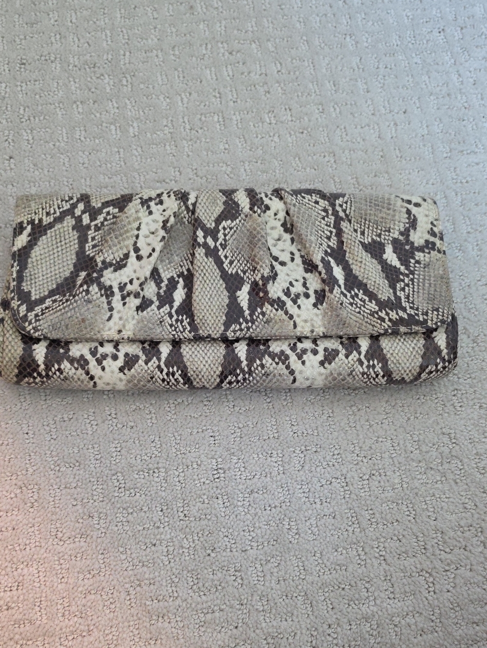 Lauren Merkin Snake-Print Foldover Clutch